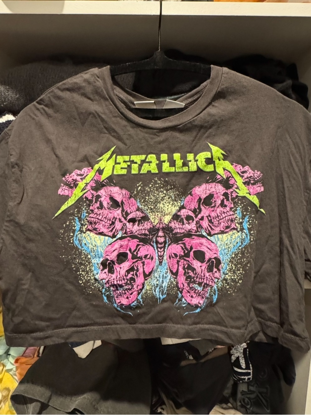 Bershka Metallica Cropped Graphic Tee